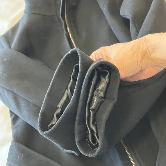 Kensie | Long Black Dress Coat Overcoat with Zipper/ Belt Closure | Size M - Picture 8 of 16